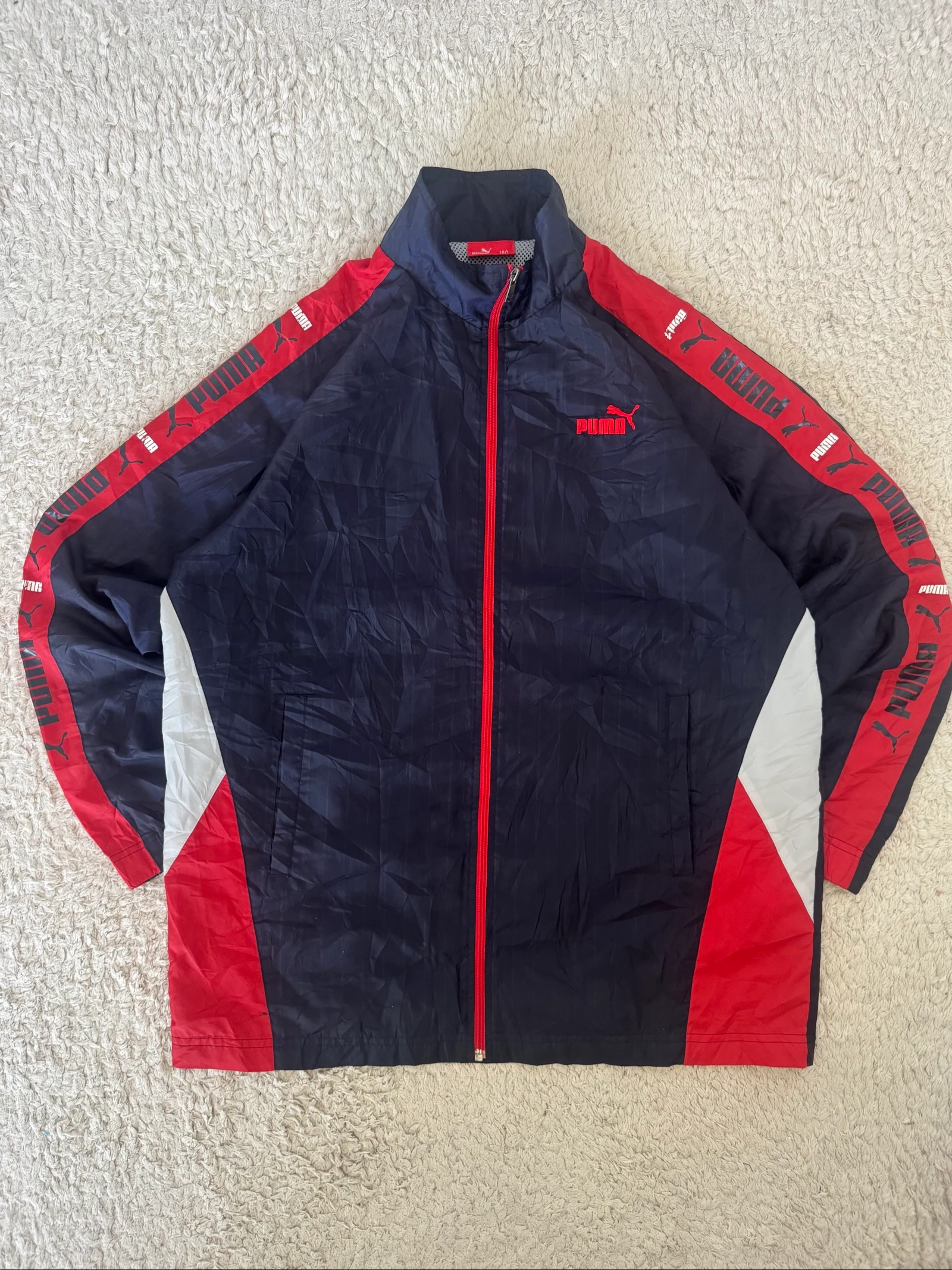 Puma Track Jacket Windbreaker Tape Logo Marine Rood Y2K Retro Oversized – photo 5